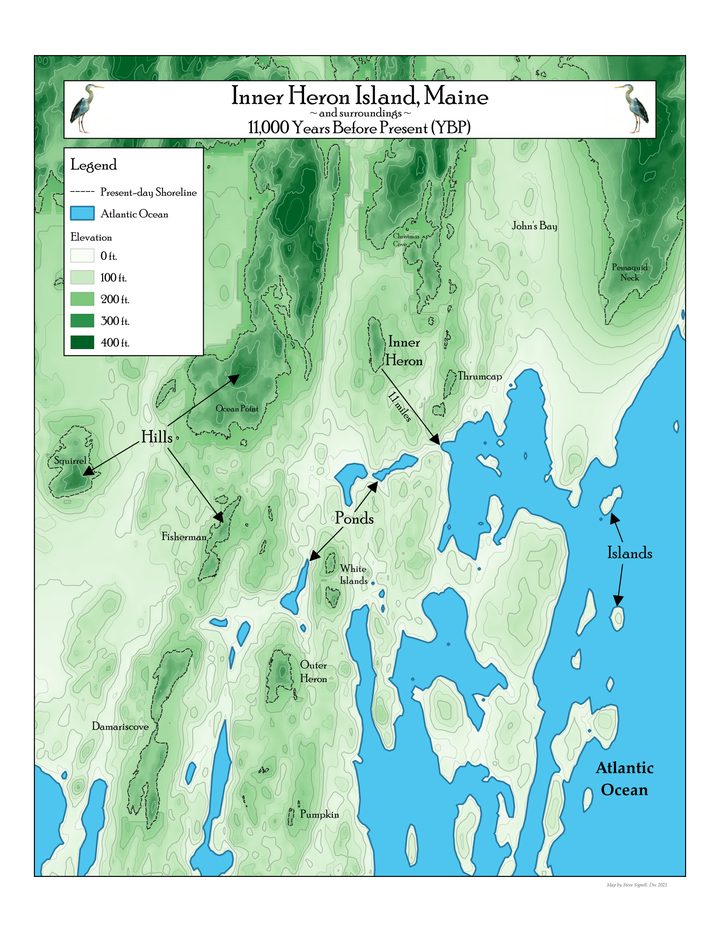 Inner Heron Island, Maine, about 11,000 years before present