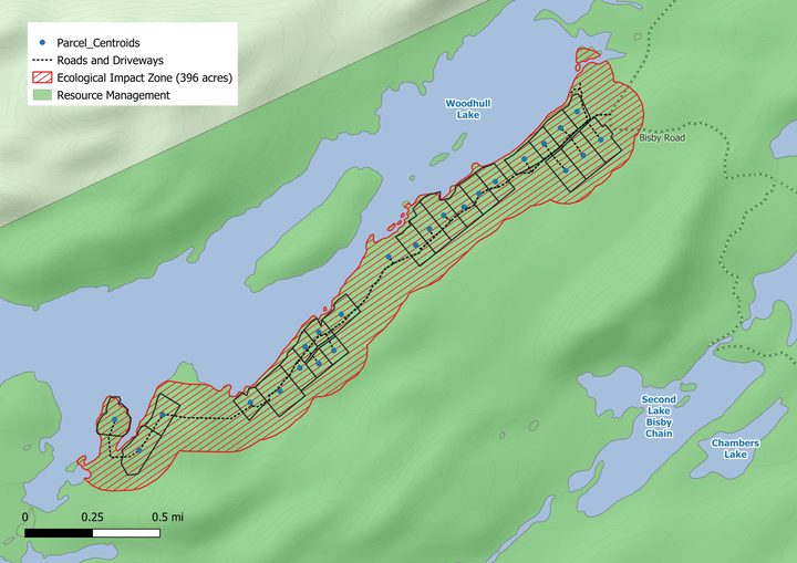Woodhull Lake environmental impact map